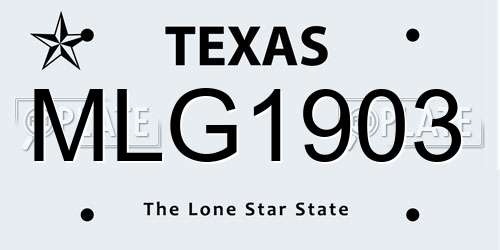 MLG1903 Texas License Plate
