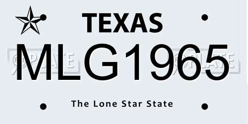 MLG1965 Texas License Plate