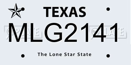 MLG2141 Texas License Plate