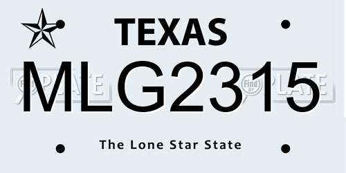 MLG2315 Texas License Plate