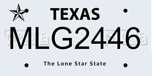 MLG2446 Texas License Plate