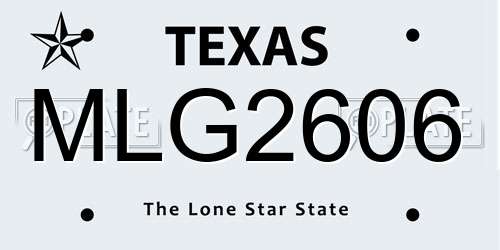 MLG2606 Texas License Plate