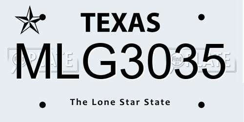 MLG3035 Texas License Plate