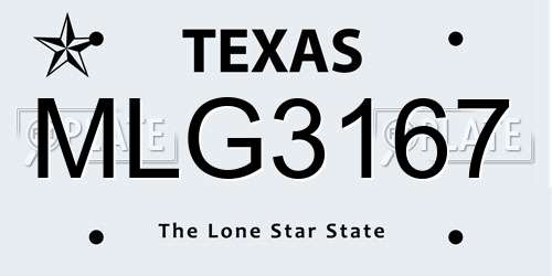 MLG3167 Texas License Plate