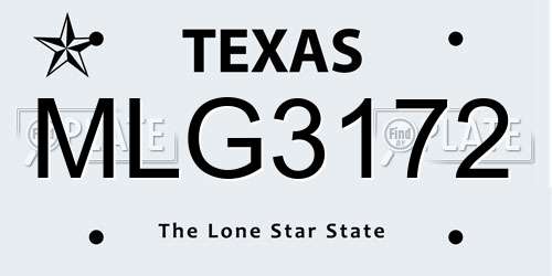 MLG3172 Texas License Plate