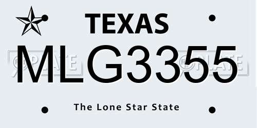MLG3355 Texas License Plate