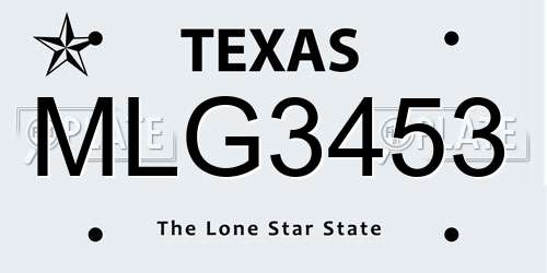 MLG3453 Texas License Plate