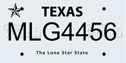 MLG4456 Texas License Plate