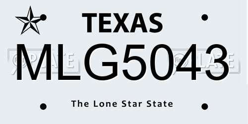 MLG5043 Texas License Plate