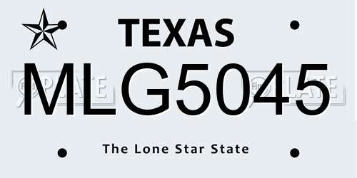 MLG5045 Texas License Plate