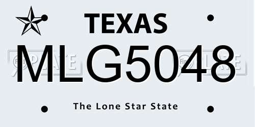 MLG5048 Texas License Plate
