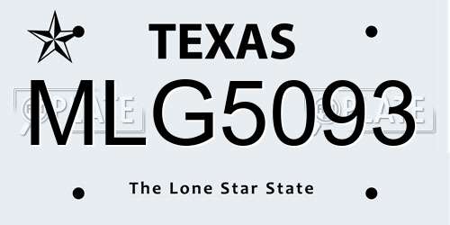 MLG5093 Texas License Plate