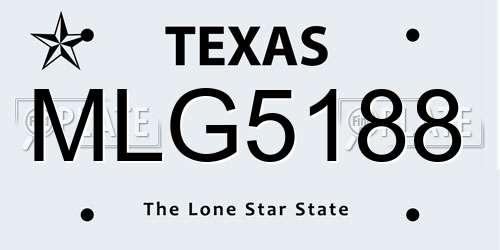 MLG5188 Texas License Plate