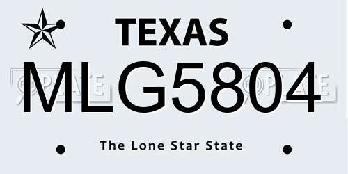 MLG5804 Texas License Plate