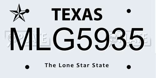 MLG5935 Texas License Plate