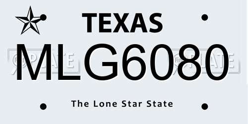 MLG6080 Texas License Plate