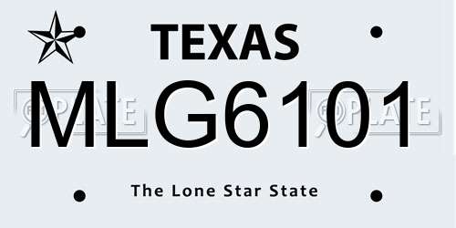 MLG6101 Texas License Plate
