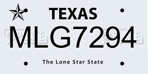 MLG7294 Texas License Plate