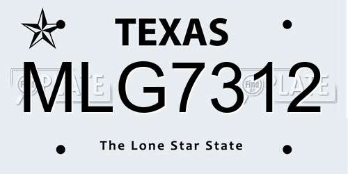 MLG7312 Texas License Plate