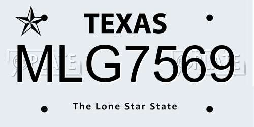 MLG7569 Texas License Plate