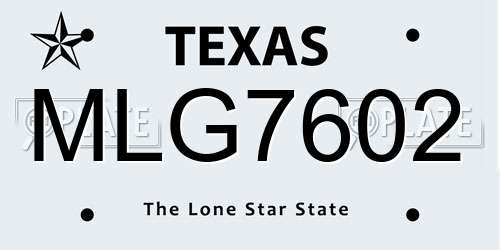 MLG7602 Texas License Plate