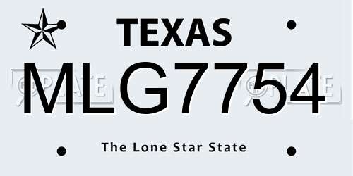 MLG7754 Texas License Plate