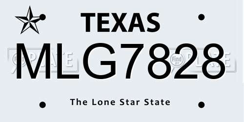 MLG7828 Texas License Plate