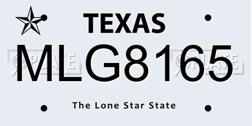 MLG8165 Texas License Plate