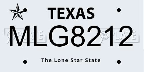 MLG8212 Texas License Plate