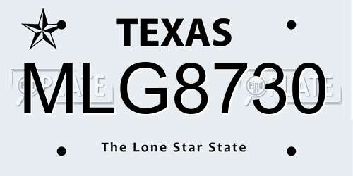 MLG8730 Texas License Plate