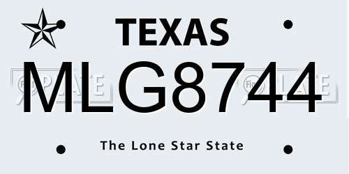 MLG8744 Texas License Plate