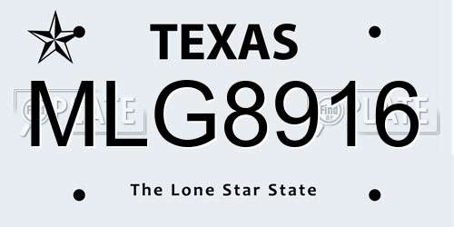 MLG8916 Texas License Plate