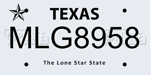 MLG8958 Texas License Plate