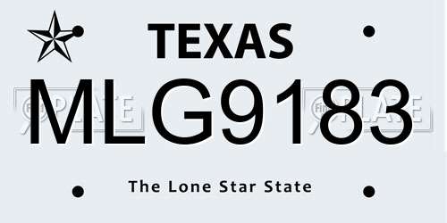 MLG9183 Texas License Plate