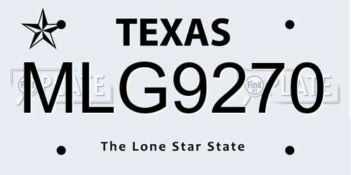 MLG9270 Texas License Plate