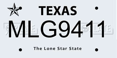 MLG9411 Texas License Plate