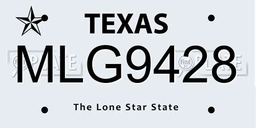MLG9428 Texas License Plate