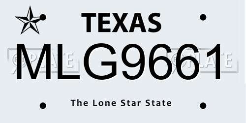 MLG9661 Texas License Plate