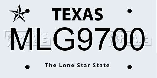 MLG9700 Texas License Plate