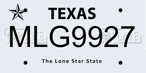 MLG9927 Texas License Plate