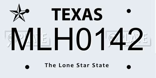 MLH0142 Texas License Plate