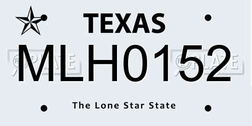MLH0152 Texas License Plate