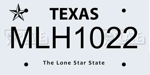 MLH1022 Texas License Plate