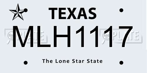 MLH1117 Texas License Plate