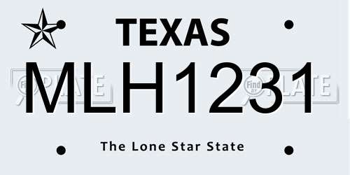 MLH1231 Texas License Plate