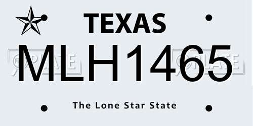 MLH1465 Texas License Plate