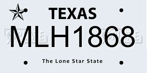 MLH1868 Texas License Plate