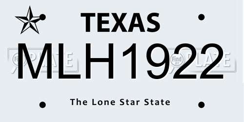 MLH1922 Texas License Plate