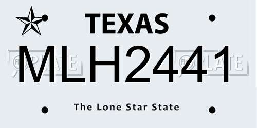 MLH2441 Texas License Plate