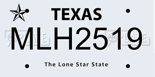 MLH2519 Texas License Plate